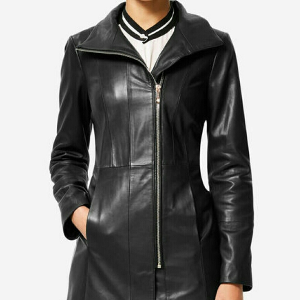 Women's Mid-length Smooth Lambskin Coat